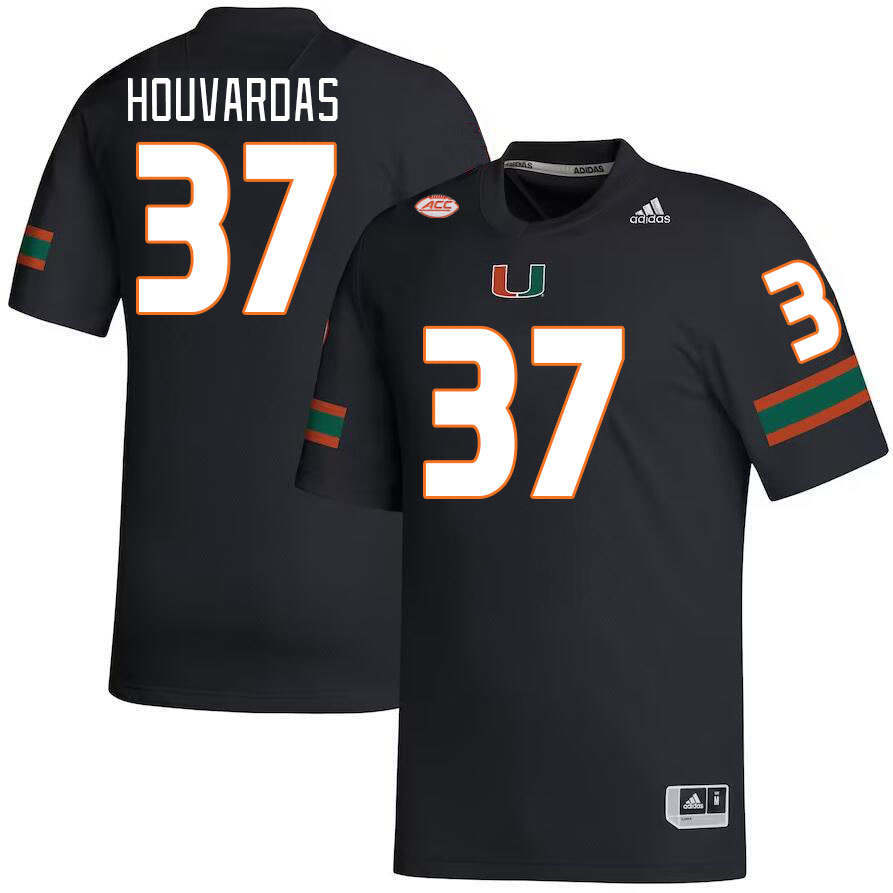 Men #37 Emmanuel Houvardas Miami Hurricanes College Football Jerseys Stitched-Black
